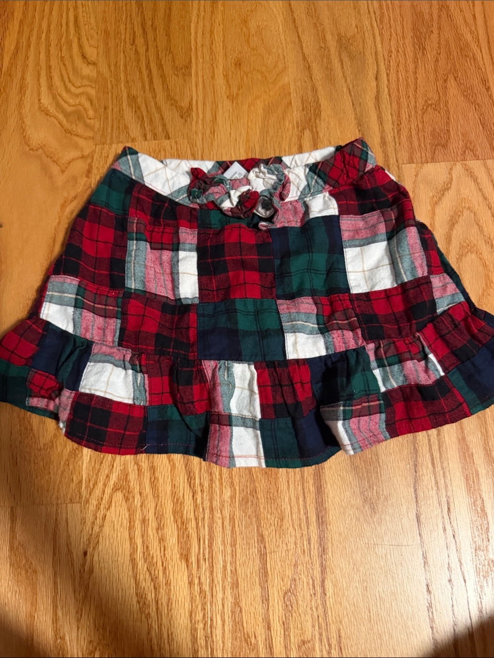 Gymboree Red, Green & White Plaid Ruffle Hem Skirt